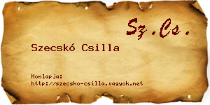 Szecskó Csilla névjegykártya